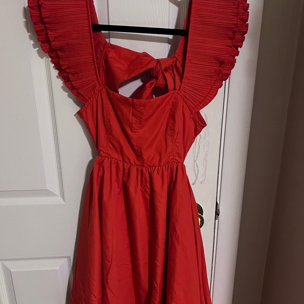 Orange Ruffled Sleeve Dress